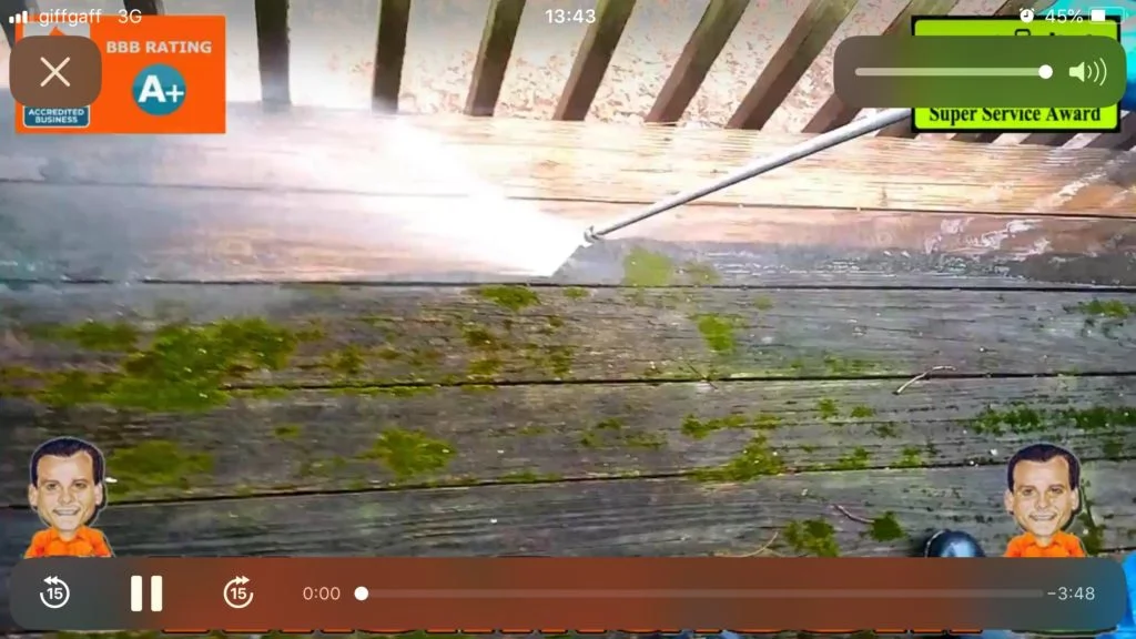 Mossy patio slabs cleaned in Milngavie — patio slabs with moss in the joints