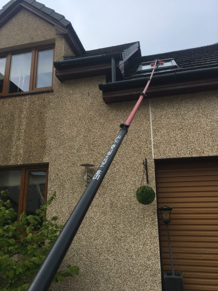 Window cleaning in Motherwell with a water-fed pole