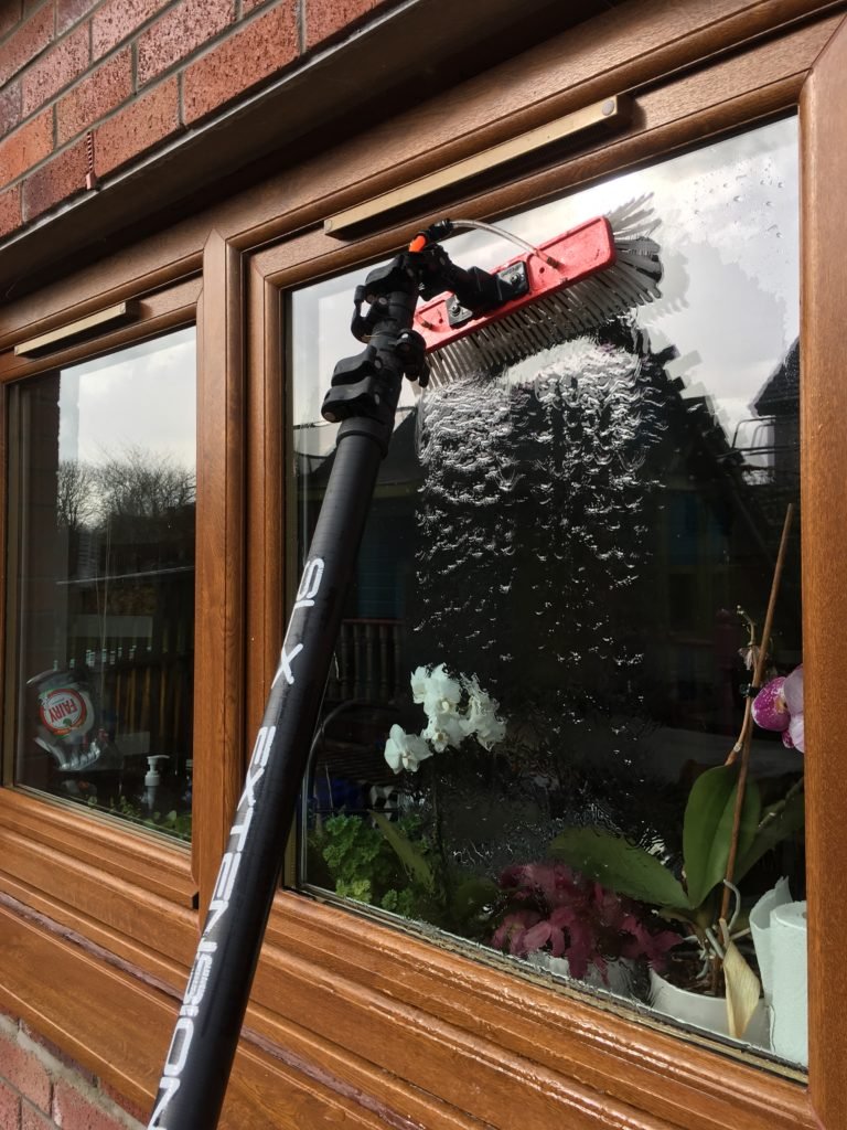 Window cleaning in Coatbridge with a water-fed pole