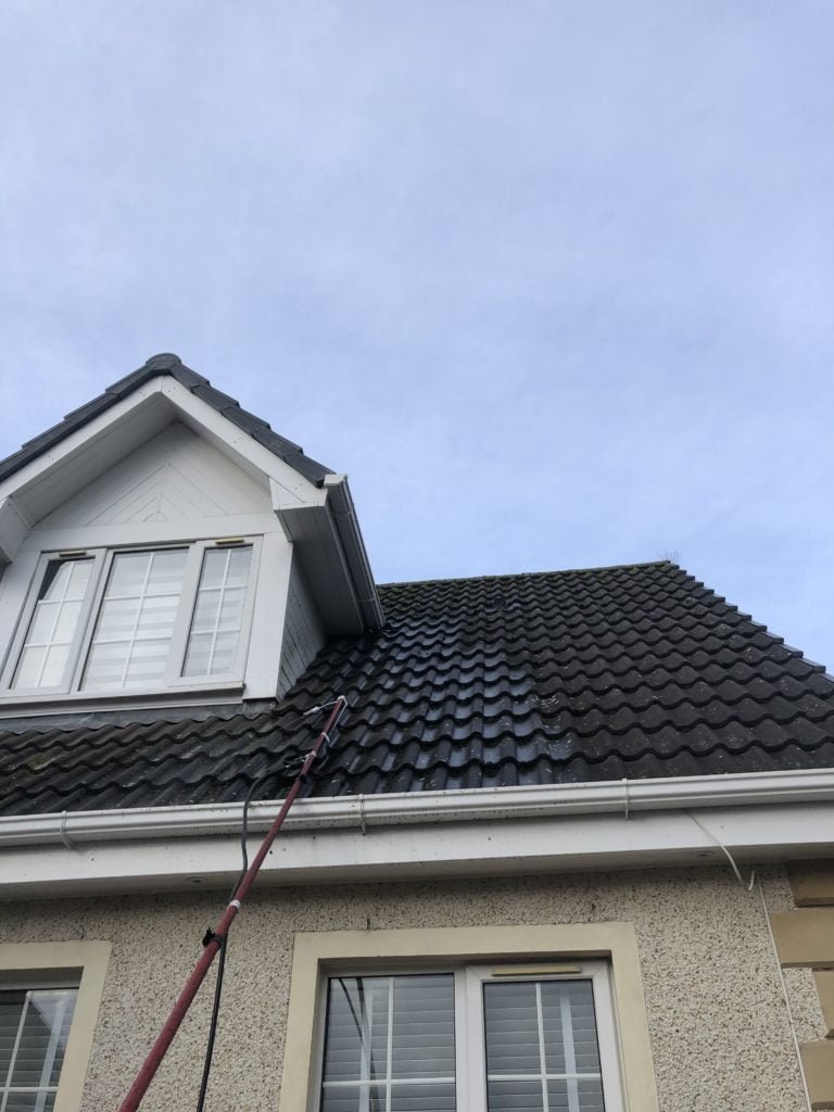 Roof moss removed, soft-wash in Cumbernauld — roof after soft-wash treatment
