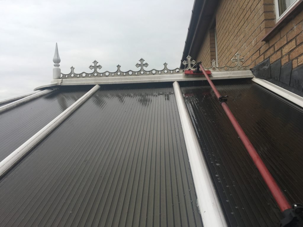 Gutter cleared by hand in Glasgow — same gutter emptied and flushed