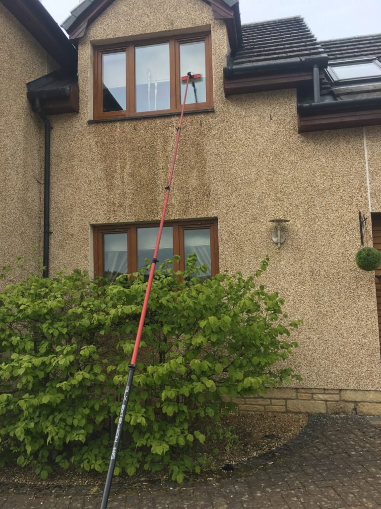 Window cleaning in Bearsden with a water-fed pole